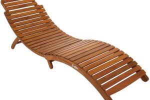 Produktbild von Charles Bentley Large Folding Curved Reclining FSC Wood Sun Lounger Patio Sunbed – Brown