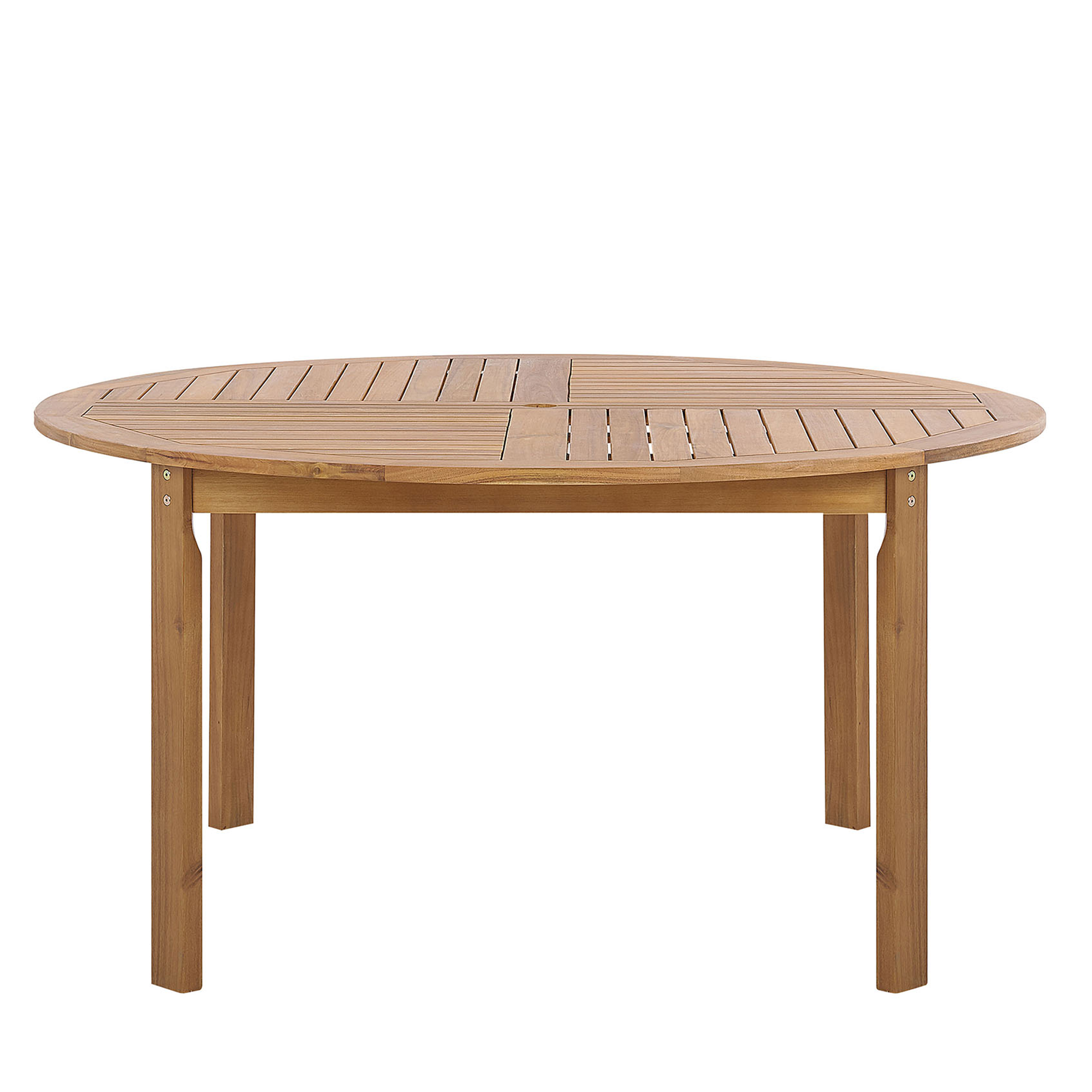 Bild von Beliani Garden Dining Table Light Wood Acacia Round Top 150 cm Slatted Design Indoor Outdoor