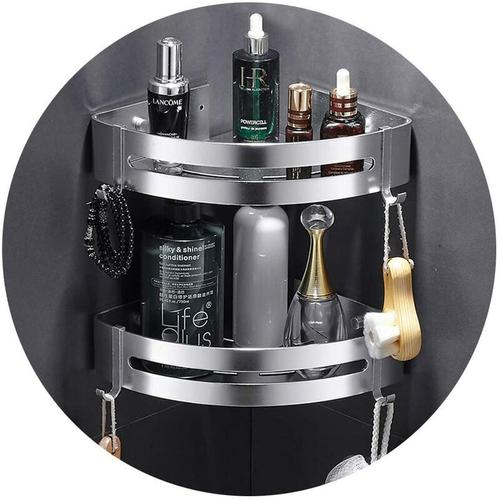 Bild von Shower Shelf Corner Shelf – Bath Shower Tray with 2 Hooks – Shower Basket – Without Drilling
