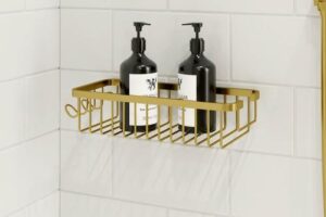 Produktbild von Gold Architeckt Shower Caddy Basket Hooks Wall Mounted Easy Drain Bathroom