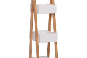 Bild von Homcom – 3 Tier A Frame Bathroom Shower Caddy Freestanding Rack Bamboo Storage Unit Shelf Organiser