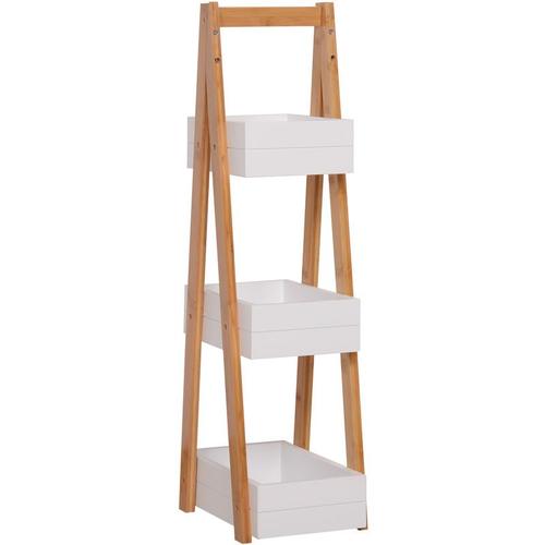 Bild von Homcom – 3 Tier A Frame Bathroom Shower Caddy Freestanding Rack Bamboo Storage Unit Shelf Organiser