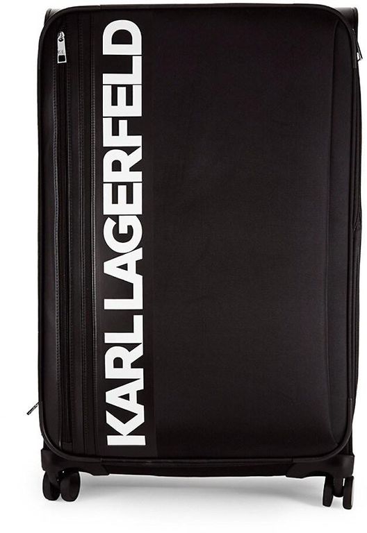 Bild von Karl Lagerfeld 28-inch Logo Suitcase – Black – Karl Lagerfeld Luggage
