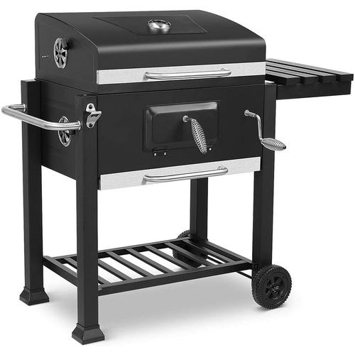 Bild von Grill Trolley Charcoal Grill XXL, with 3 Grill Grates, Thermometer, Ashtray, Shelves with Hooks,