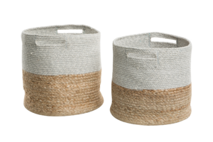 Produktbild von Beliani Set of 2 Jute Storage Bags Laundry Bins Woven Cotton