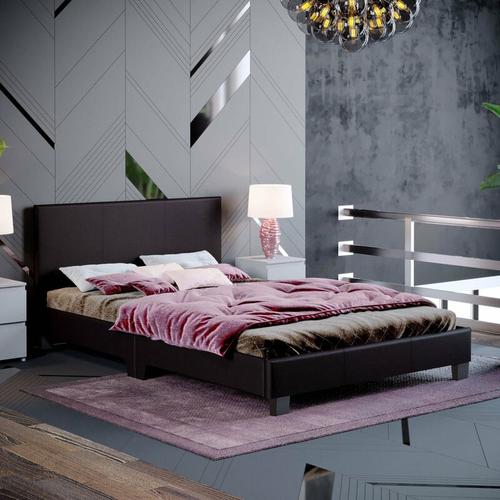 Bild von Home Discount – Lisbon 4ft Small Double Faux Leather Bed Frame, Brown, 190 x 120 cm