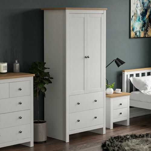 Produktbild von Arlington Wardrobe 2 Door 2 Drawer With Hanging Rail & Storage Shelf, White