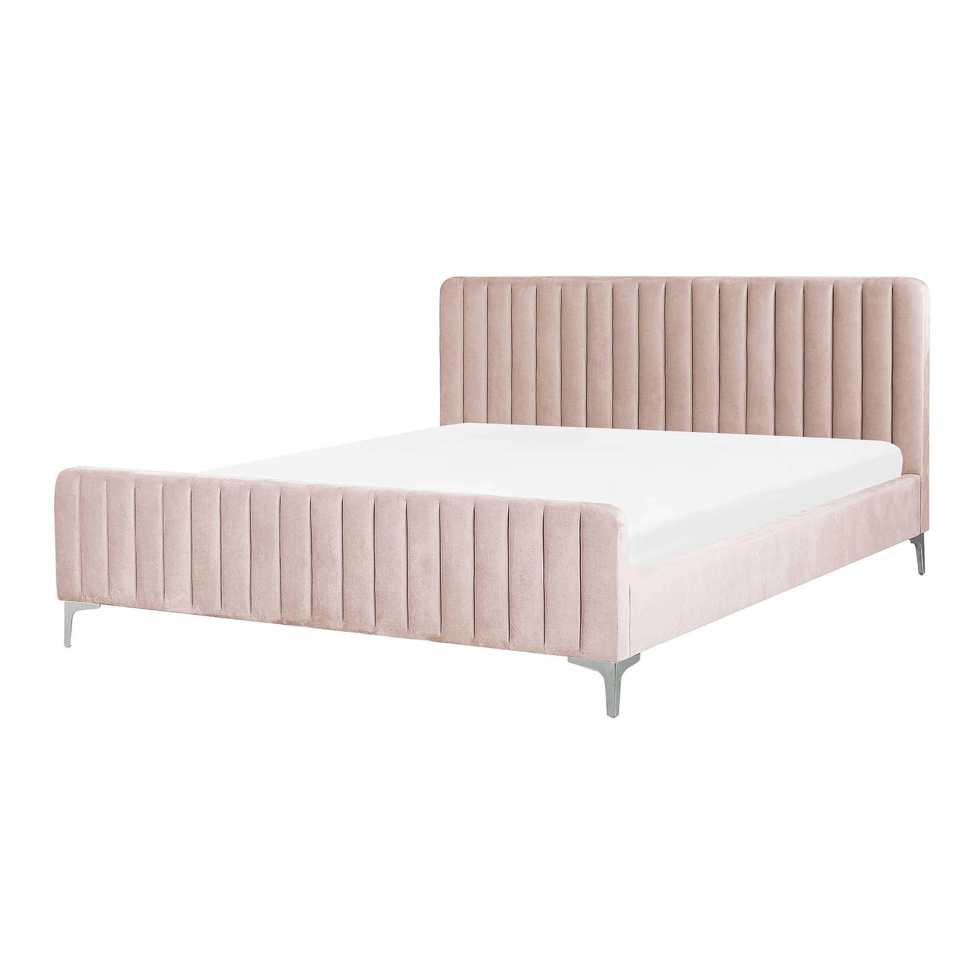 Produktbild von Beliani Bed Frame Pink Velvet EU Super King Size 6ft Tufted Headboard Metal Legs Modern Design