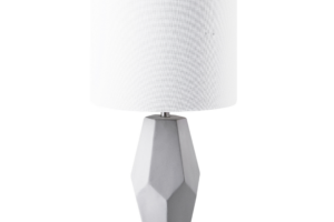 Produktbild von Beliani Bedside Table Lamp White with Concrete Geometric Base Linen Cylindrical Shade