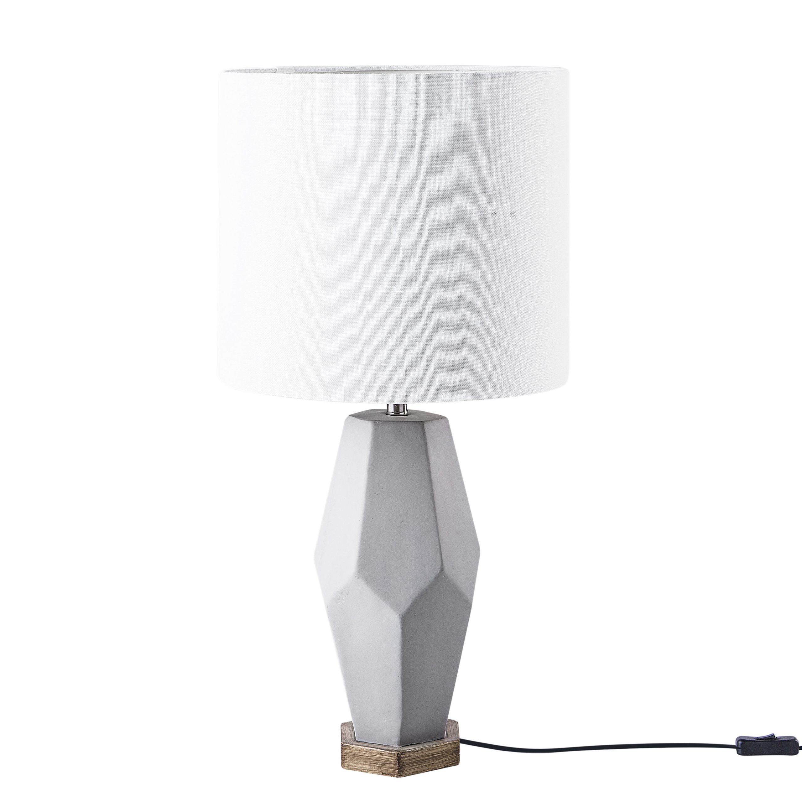 Produktbild von Beliani Bedside Table Lamp White with Concrete Geometric Base Linen Cylindrical Shade