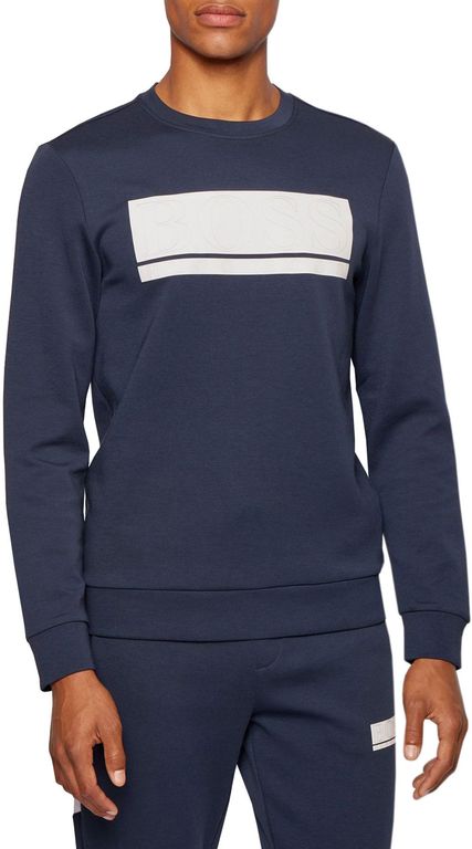 Bild von Boss Block Logo Slim-fit Sweater – Blue – BOSS by Hugo Boss Knitwear
