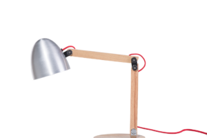 Produktbild von Beliani Desk Lamp Silver Metal Shade Adjustable Wooden Arm 62H cm Industrial Table Lamp