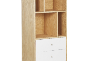 Produktbild von Beliani Bookcase Light Wood with White MDF 139 x 60 x 40 cm Storage Unit with Drawers Modern