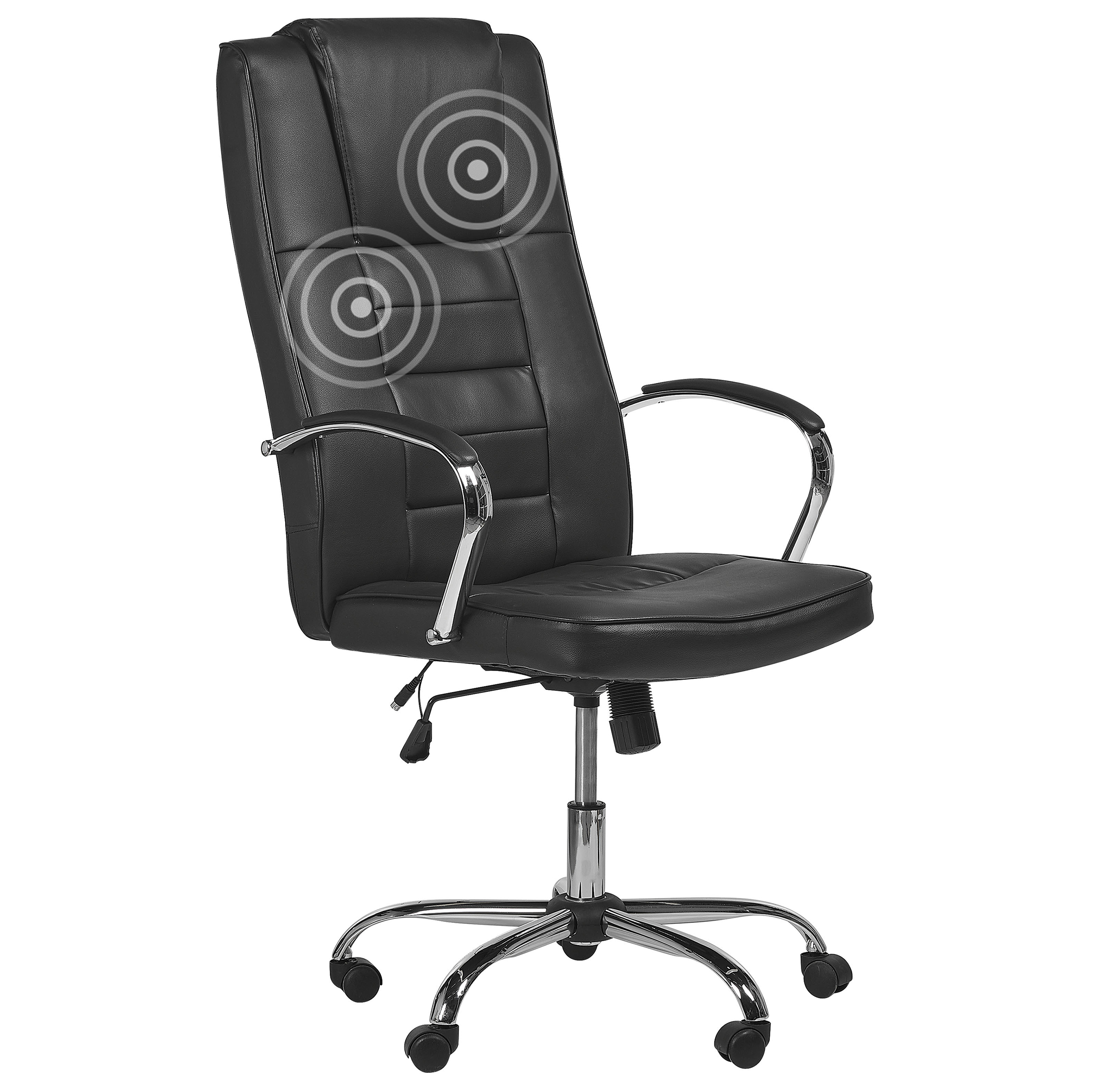 Produktbild von Beliani Massage Office Chair Black Faux Leather Heated 4 Modes 360 Swivel Home Office Desk Chair