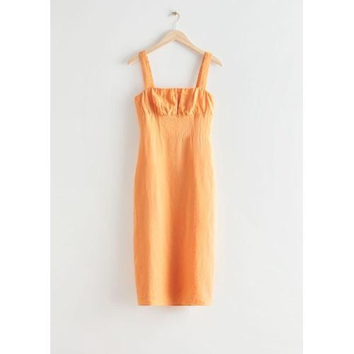 Bild von Strappy Linen Midi Dress – Yellow – & Other Stories Dresses