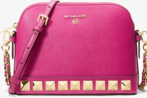 Produktbild von Michael Kors Large Studded Saffiano Leather Dome Crossbody Bag – Pink