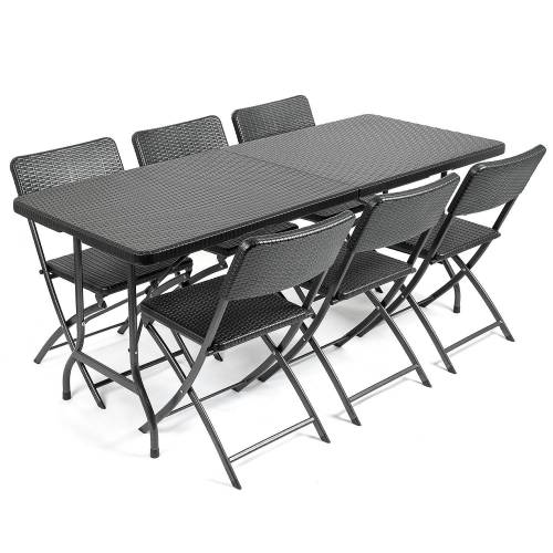 Bild von Christow Folding Garden Table & Chairs Set (6 Seater)