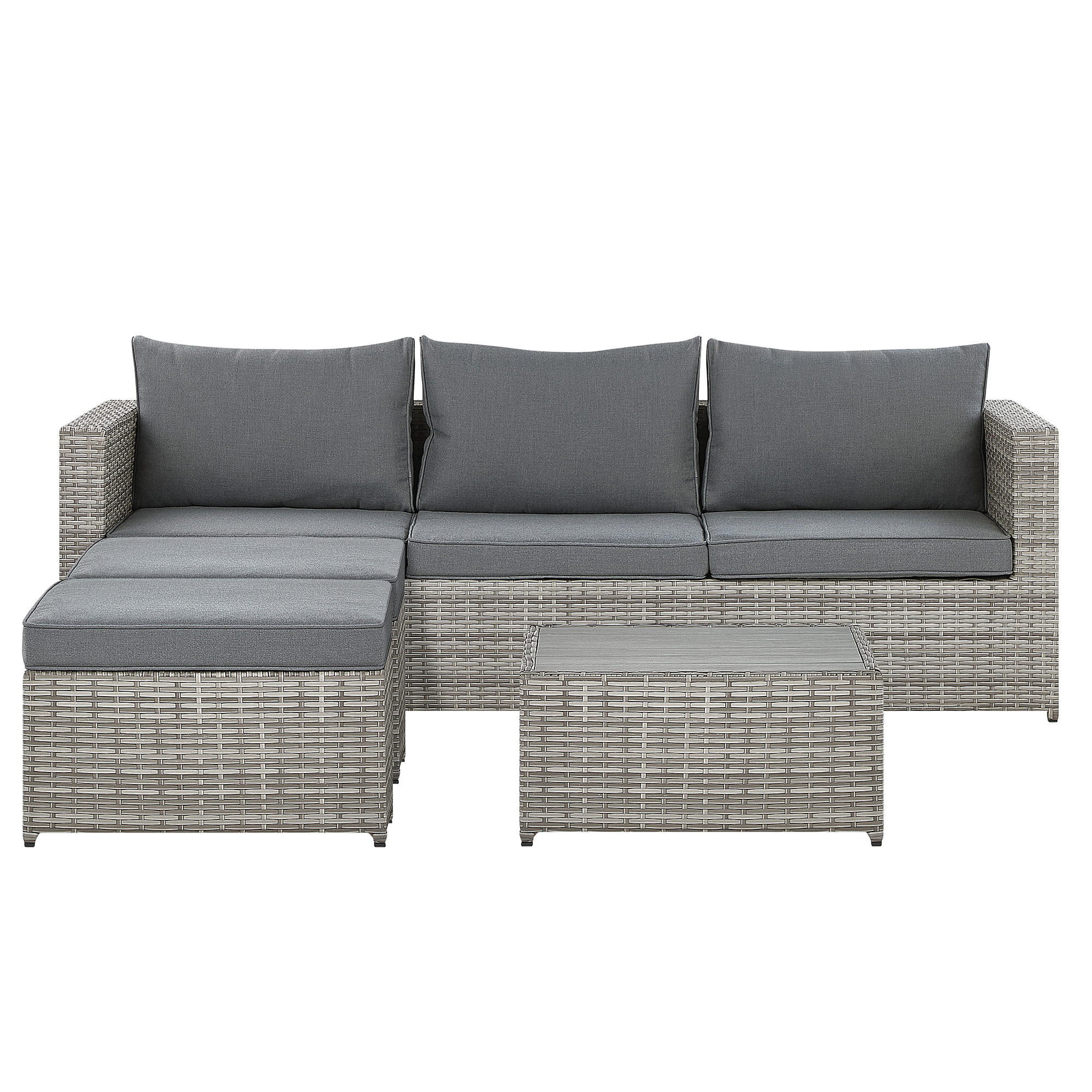 Produktbild von Beliani Garden Lounge Set Brown White Cushions PE Rattan for 2 People 3 Piece Outdoor Set with Side Table
