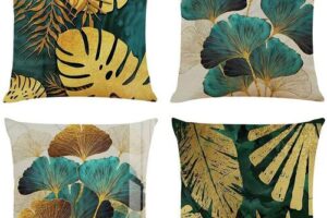 Produktbild von Vintage Cushion Covers, Green Cushion Cover Linen Fabric Pillow Case Sofa Bed Pillow Covers Cuhion