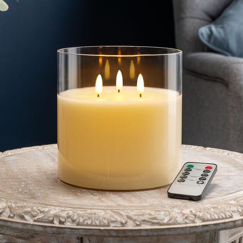 Produktbild von 3 Wick LED Candle With Remote – Clear