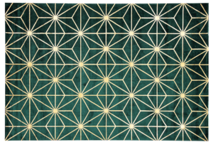 Produktbild von Beliani Area Rug Green with Gold Geometric Pattern Viscose with Cotton 140 x 200 cm Hand Woven Modern Glam Style Living Room Bedroom