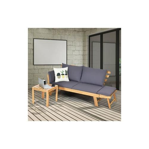 Bild von Outdoor Daybed Patio Convertible Couch Sofa Bed Wood Folding Chaise