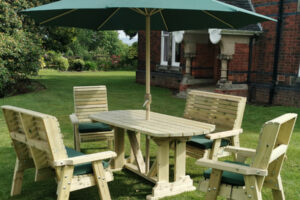 Produktbild von Timber Garden Furniture Timber Ergo Garden 6 Seat Table Set   2 Benches   2 Chairs