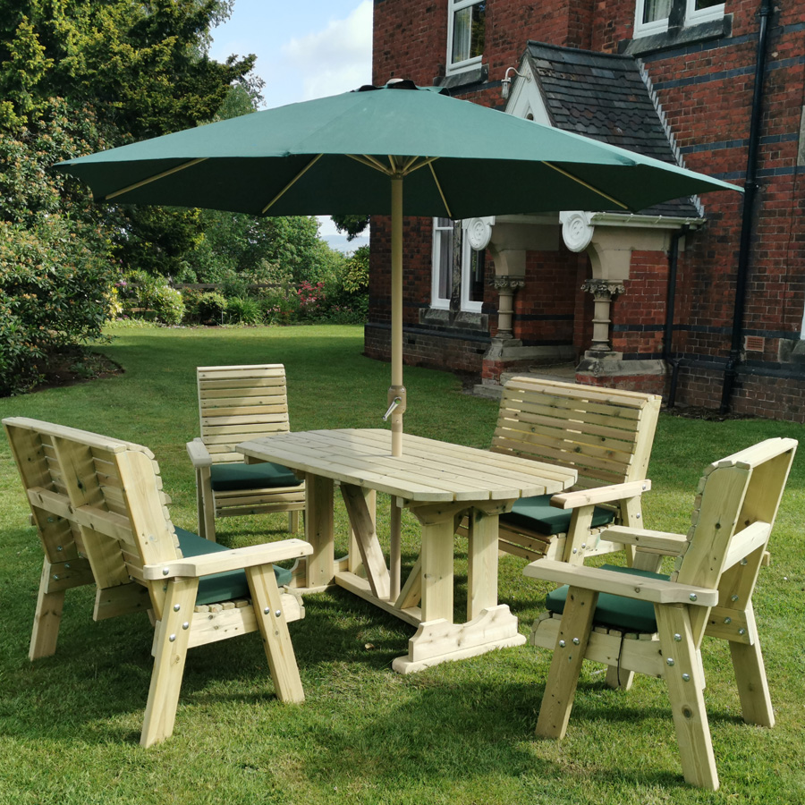 Produktbild von Timber Garden Furniture Timber Ergo Garden 6 Seat Table Set   2 Benches   2 Chairs