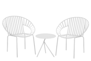Produktbild von Beliani Garden Set Steel White Bistro 2 Chairs Coffee Table Balcony Furniture Modern Design