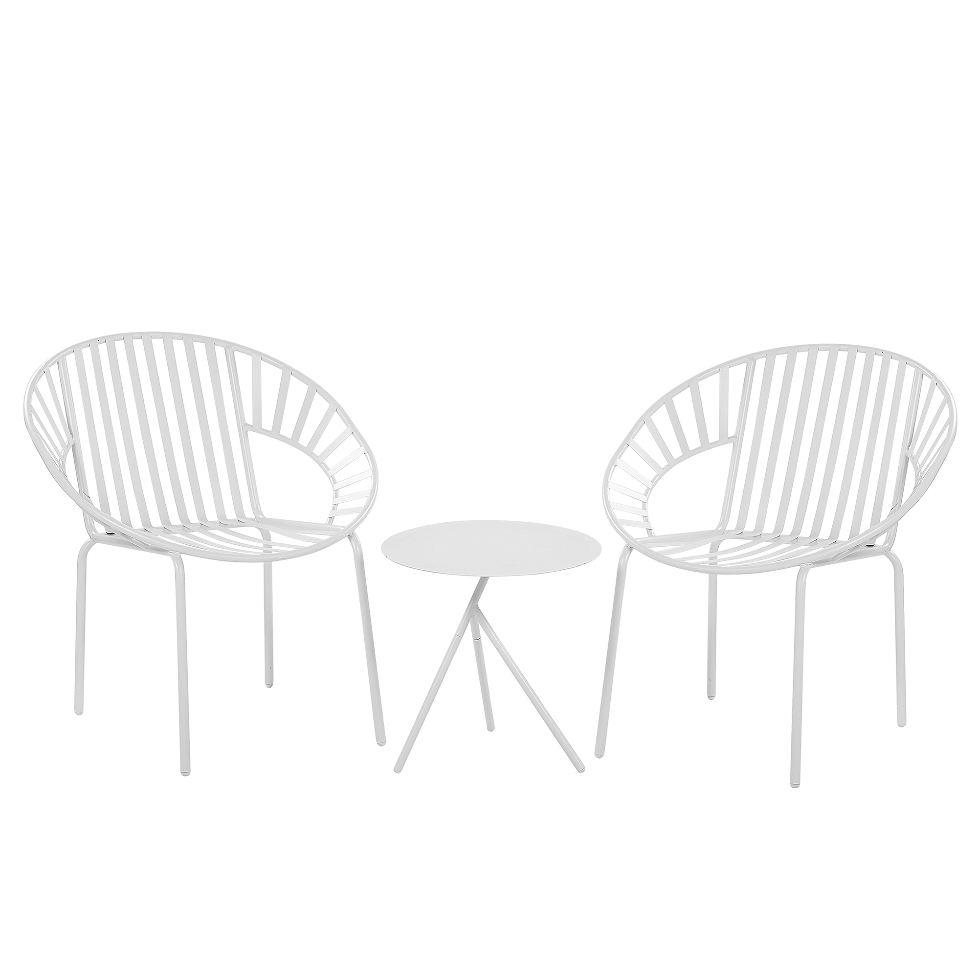 Produktbild von Beliani Garden Set Steel White Bistro 2 Chairs Coffee Table Balcony Furniture Modern Design