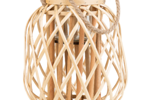 Produktbild von Beliani Lantern Light Willow Wood and Glass 30 cm Indoor Outdoor Scandinavian