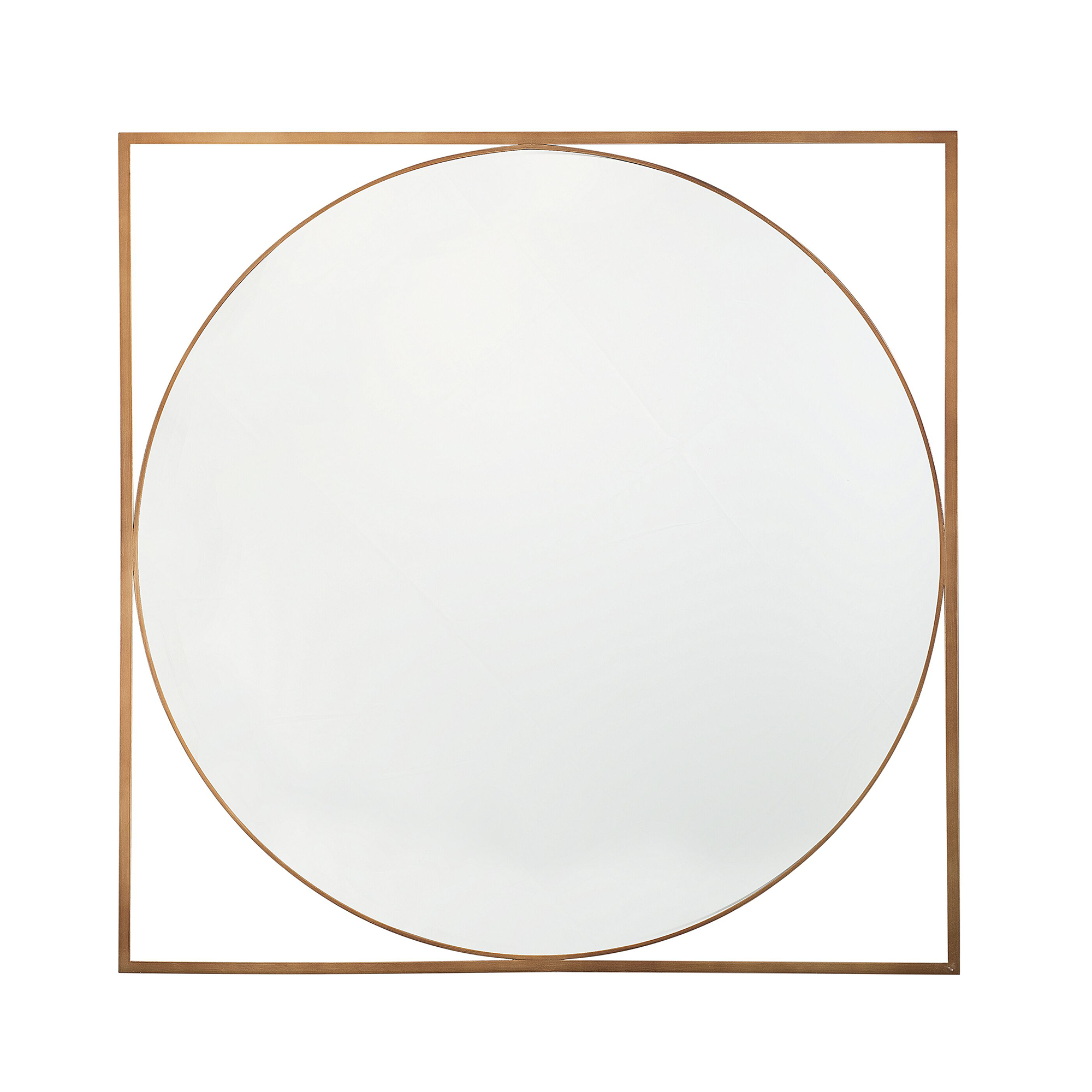Produktbild von Beliani Round Wall Mirror in Square Frame Gold  81 x 81 cm Bathroom Living Room Glam