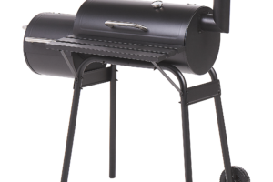 Produktbild von Beliani Charcoal BBQ Grill Black Steel with Lid Wheeled Cooking Grate Shelf Offset Smoker