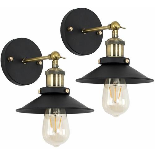 Bild von 2 x Industrial Black & Antique Brass Wall Lights s – No Bulbs
