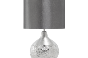 Produktbild von Beliani Table Lamp Silver Porcelain Grey Faux Silk Drum Shade 43H cm Traditional Living Room