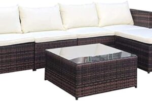 Produktbild von Evre Rattan Outdoor Garden Furniture Set Miami Sofa Coffee Table, Foot Stool Rattan (Brown with Premium Cover)
