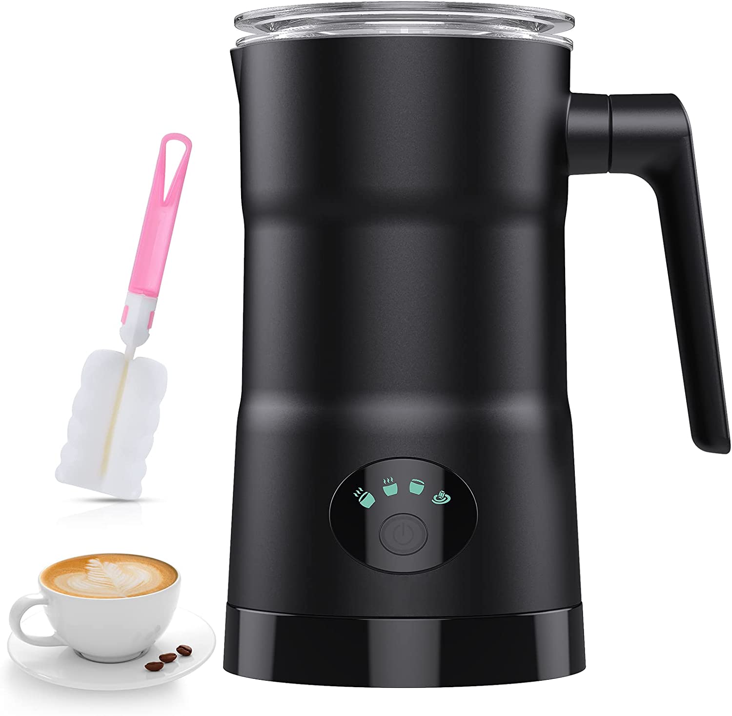 Bild von Electric Milk Frother Machine – 4 in 1 Automatic Milk Frothers Milk Steamer Silent Operation Milk Heater and Warmer Large Capacity Hot & Cold Milk Foamer Maker for Latte Coffee Chocolate 350ml (black)
