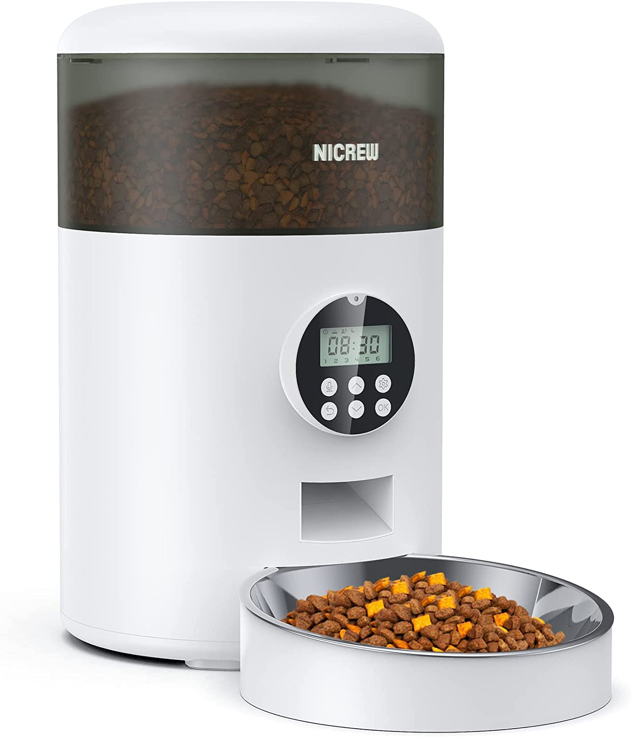 Bild von NICREW Automatic Cat Feeder, 3.5L Timed Pet Feeder with Clog-Free Design, Dry Food Dispenser with Voice Recorder and Food Portion Control, For Small and Medium Cats and Dogs