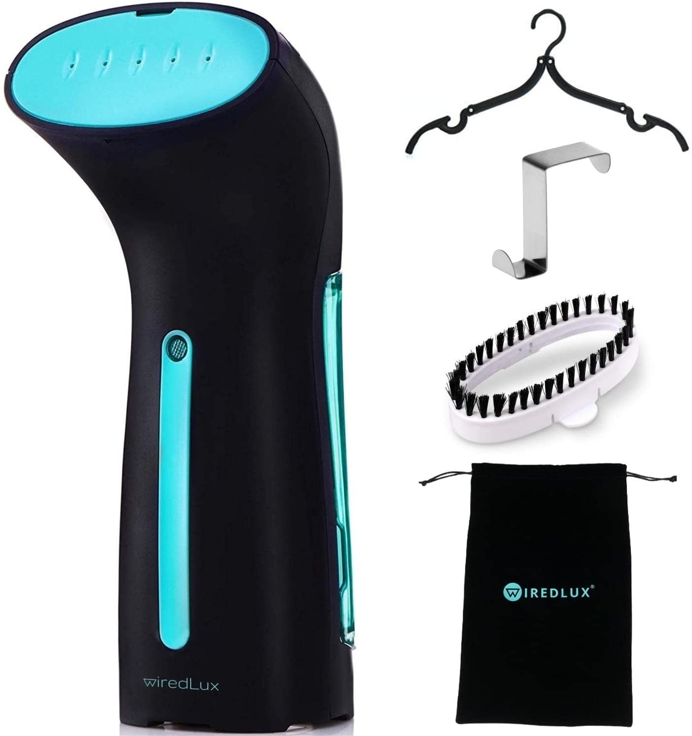 Bild von WiredLux Clothes Steamer Handheld – Flat & Vertical Hand Held Garment Steamer, 25s Heat-up & Powerful Steam, Compact & Portable Travel Iron for Clothes – Accessories Included (Black) [Energy Class A]