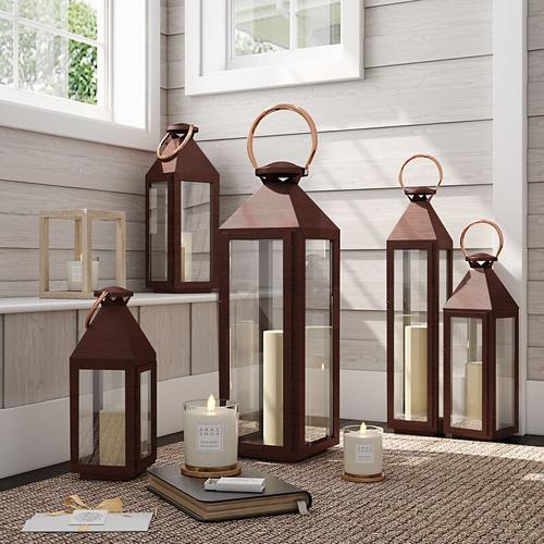 Bild von Brown Vintage Candle Lanterns Holder Garden Hanging Lantern, 15x15x40CM