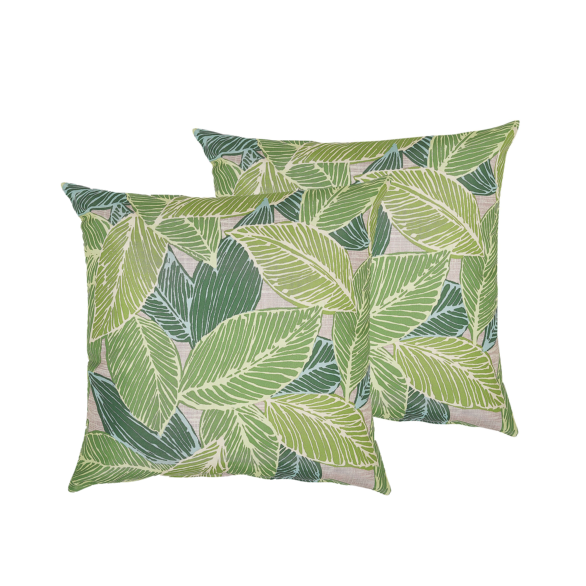 Produktbild von Beliani Set of 2 Outdoor Cushions Green Polyester 40 x 40 cm Zip Leaf Pattern Scatter Throw Garden Pillows