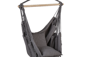 Produktbild von Beliani Hanging Hammock Chair Grey Cotton and Polyester Swing Seat Indoor Outdoor Boho Style