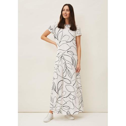 Bild von Phase Eight Fifi Floral T-shirt Maxi Dress – White – Phase Eight Dresses