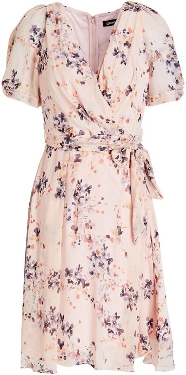 Produktbild von DKNY Wrap-effect Floral-print Crepon Dress – Pink – DKNY Dresses