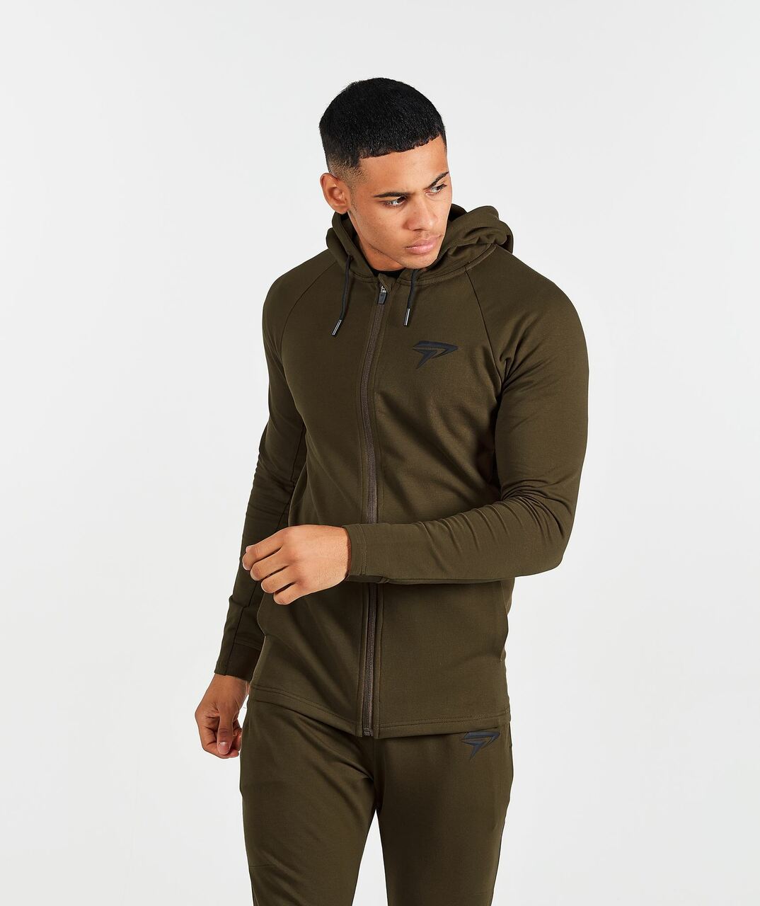 Produktbild von Physiq Apparel Agile Zip Hoodie – Olive Green – male – Green