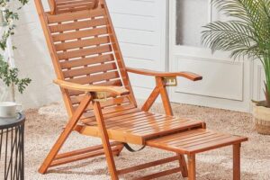 Produktbild von Bamboo Foldable Indoor and Outdoor Recliner Lounge Chair with Footrest