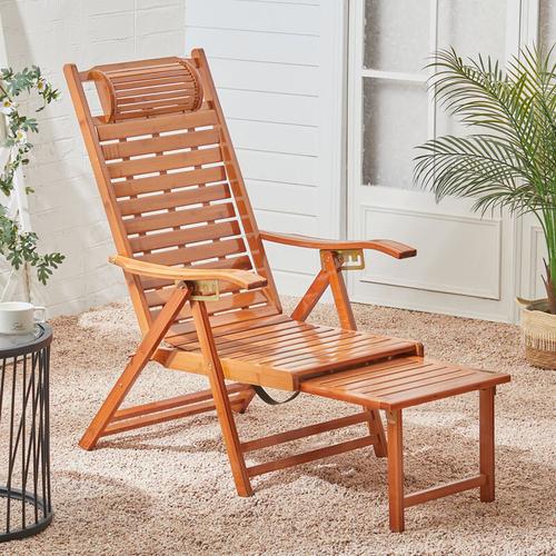 Bild von Bamboo Foldable Indoor and Outdoor Recliner Lounge Chair with Footrest