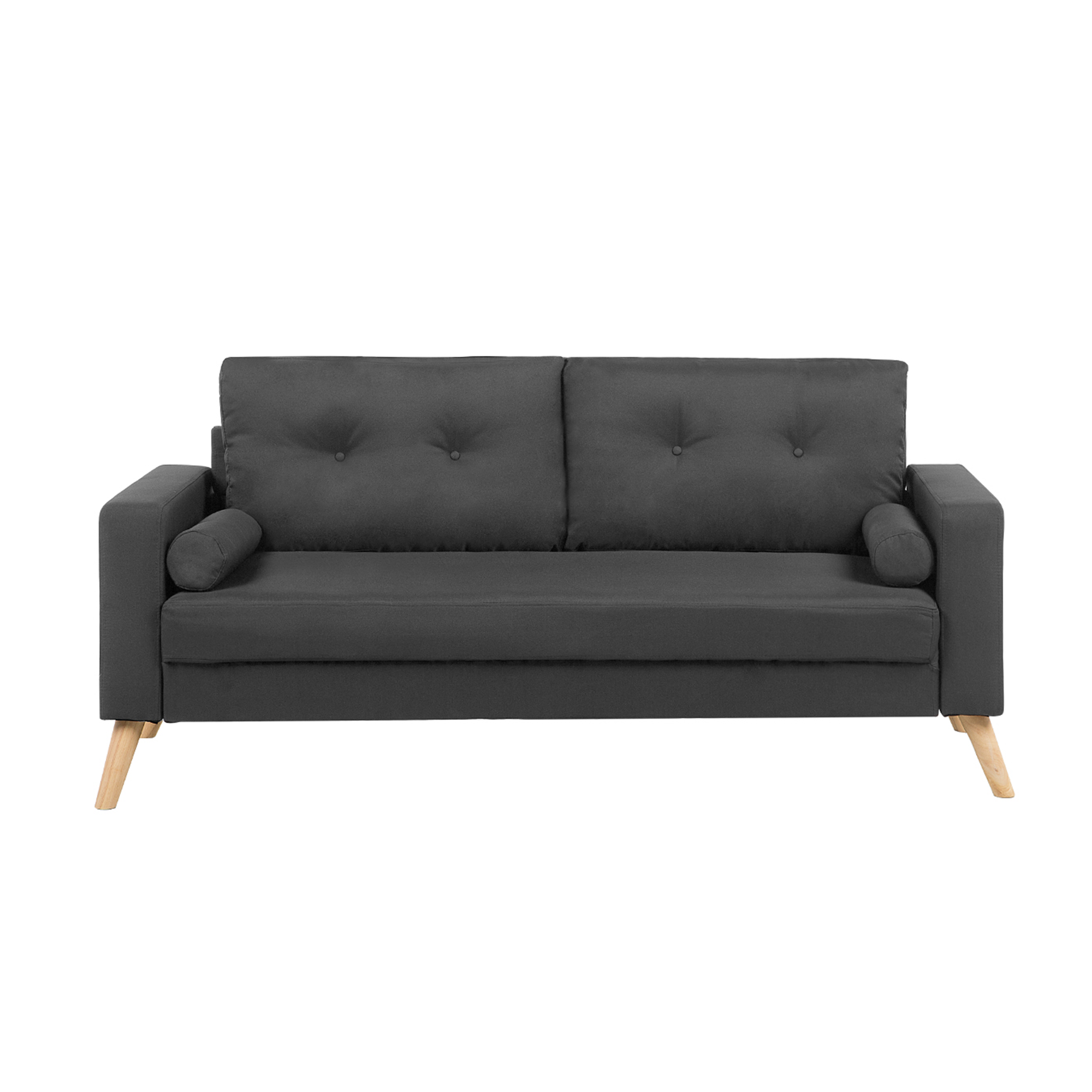 Produktbild von Beliani Fabric Sofa Dark Grey Fabric Upholstery 2 Seater Button Tufted with Two Bolsters