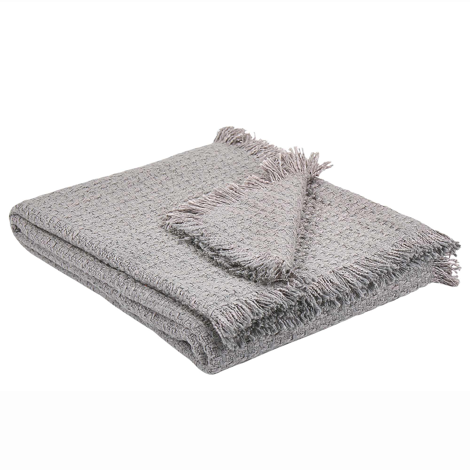 Produktbild von Beliani Blanket Grey Cotton with Tassels Rectangular 124 x 160 cm Bed Throw Decoration