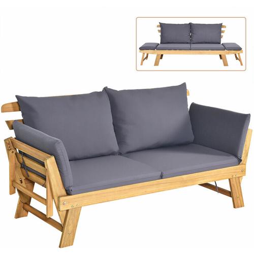 Produktbild von Outdoor Sofa Bed, 3 in 1 Convertible Cushioned Loveseat Lounger Couch with Folding Armrests and